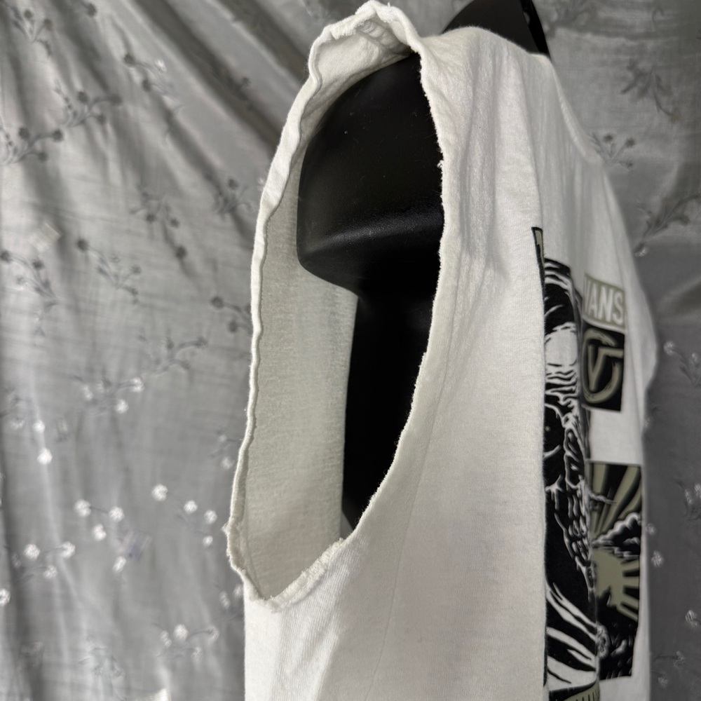 Vans Comic Strip Double Sided White Graphic Muscle Tee with Skull Print Size L - Picture 3 of 7